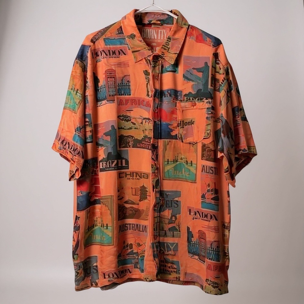 Born Fly Mens‎ Big&Tall Short Sleeve World Graphic Shirt Size 3XL